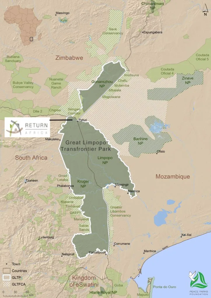 PAFURI, AT THE HEART OF A PEACE PARK 2 | RETURN Africa GLTP peace park foundation map 724x1024 1.jpeg | RETURN Africa | PAFURI, AT THE HEART OF A PEACE PARK